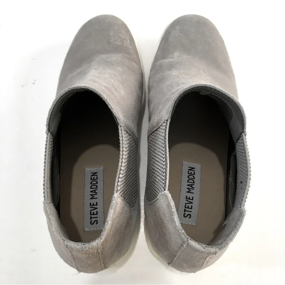 Steve Madden Sultan Gray Suede Leather slip on Chelsea platform Wedge Sneakers